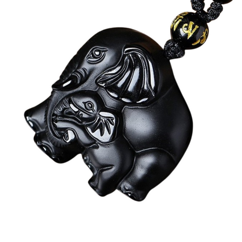 Elephant Spirit Obsidian Necklace