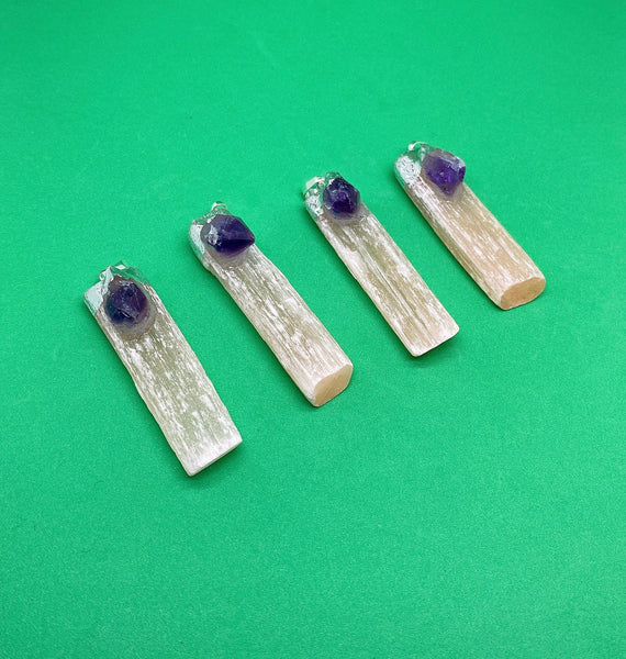 Twin Flame Amethyst Rose Quartz Pendant